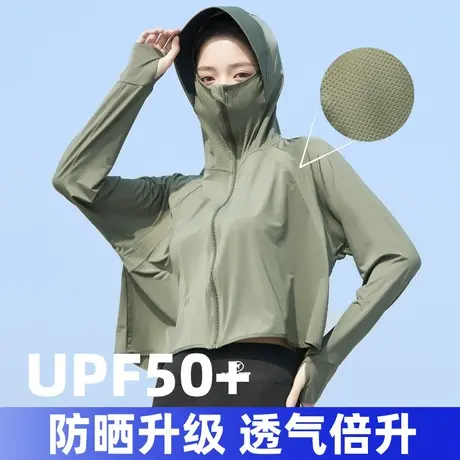 防晒衣女夏季2024新款黑胶帽檐凉感冰丝upf50+防紫外线薄款防晒服商品大图
