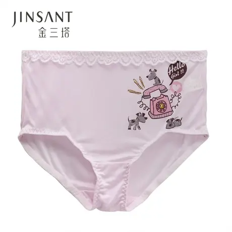 金三塔秋女童儿童 100%桑蚕丝真丝透气印花中腰平脚裤图片