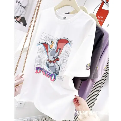 韩国东大门紫色短袖上衣2023春夏新款ins小象高级感别致T恤欧货潮商品大图