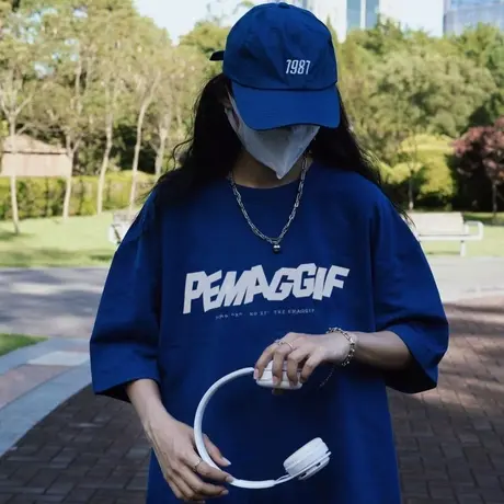 纯棉正肩短袖t恤女夏季宽松潮牌ins设计感小众半袖chic港味上衣服商品大图