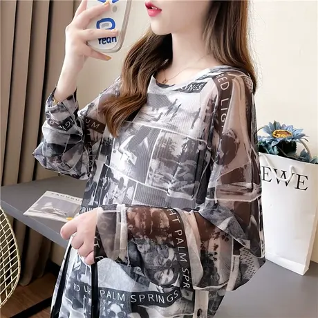 户外透气防晒衣女夏季韩版宽松大码冰丝薄款时尚防晒服空调衫罩衫商品大图