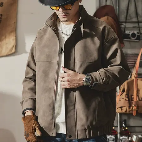 男装翻领长袖夹克2022冬季男士保暖休闲外穿衬衫外套夹克上衣潮男商品大图