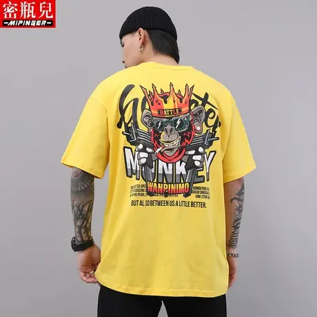 密瓶儿加肥加大t恤男夏季男士青少年2023新款潮牌上衣男胖子短袖商品大图