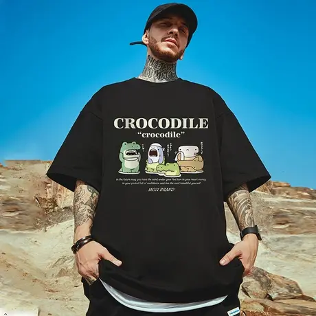 夏季青少年胖子潮流大码男装半袖ins港风情侣装T恤加肥加大码短袖商品大图