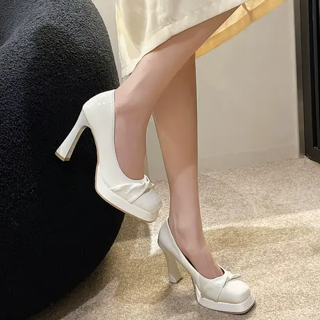 永希法式少女高跟鞋子女夏新款2023年春季设计感小众漆皮细跟单鞋商品大图