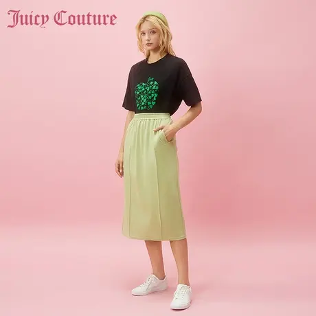 Juicy Couture橘滋2024新款青葱岁月刺绣后开衩针织半截裙图片