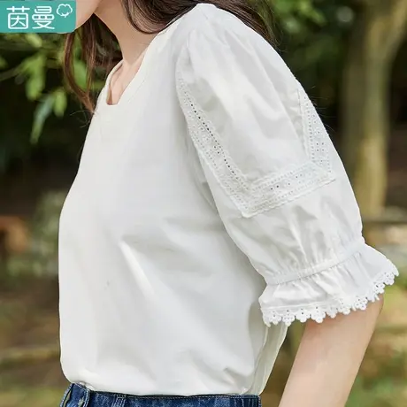茵曼女士短袖2023年新款时尚洋气t恤高级感可爱小款上衣短款显瘦图片