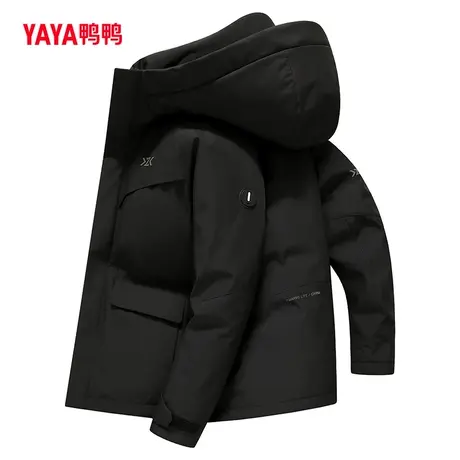 鸭鸭羽绒服男2023年秋季短款连帽工装时尚休闲帅气保暖外套W图片