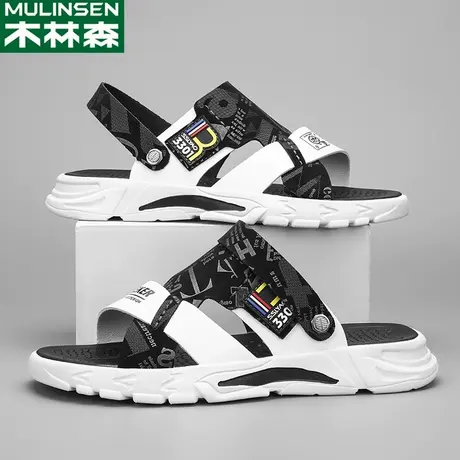 木林森2024新款皮凉鞋男防滑开车两用凉拖夏季外穿休闲防水沙滩鞋商品大图