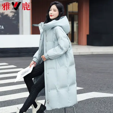 雅鹿羽绒服女中长款2022冬季新款长过膝时尚休闲宽松保暖连帽外套商品大图