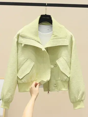 韩版翻领短外套女2023春季新款宽松小个子休闲时尚百搭显瘦上衣潮商品大图