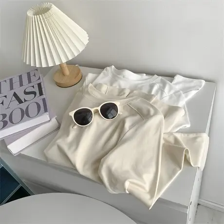 软糯亲肤鱼骨线条长袖圆领打底衫女2023韩版秋冬内搭上衣打底T恤商品大图