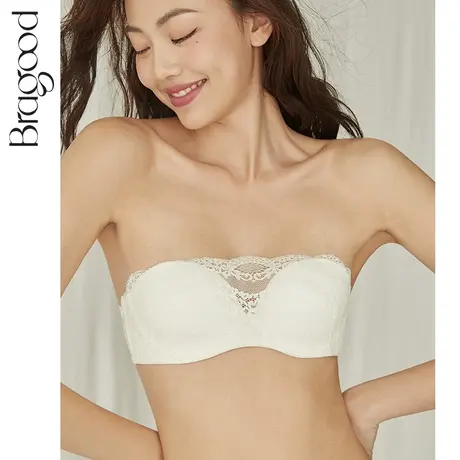 防滑裹胸抹胸防走光夏季薄蕾丝半杯白色文胸无肩带聚拢女内衣布谷商品大图