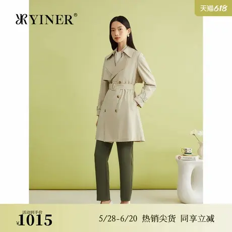 YINER音儿春季假日布拉格长款廓形外套收腰法式优雅风衣商品大图