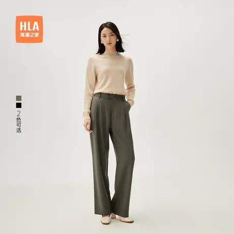 HLA/海澜之家自在唤我lady通勤西裤秋新款职业黑色直筒显瘦裤女装商品大图