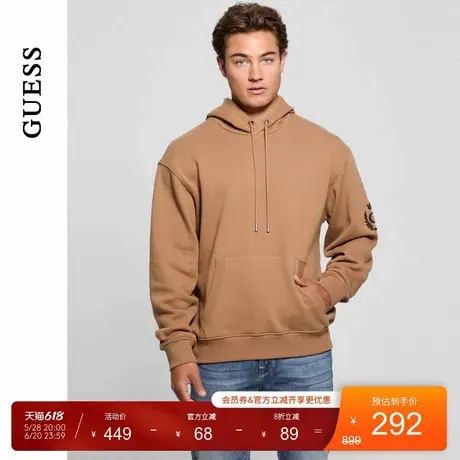 GUESS男士纯色日常休闲连帽长袖卫衣-M4BQ05KBJ31商品大图