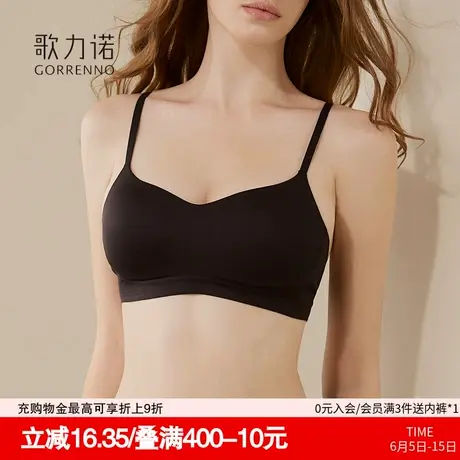 运动内衣女小胸聚拢防下垂抹胸一片式无钢圈黑色美背心无痕文胸罩商品大图