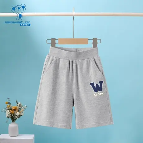 JU真维斯男童纯棉短裤2025夏季新款中大童字母印花松紧腰休闲裤商品大图