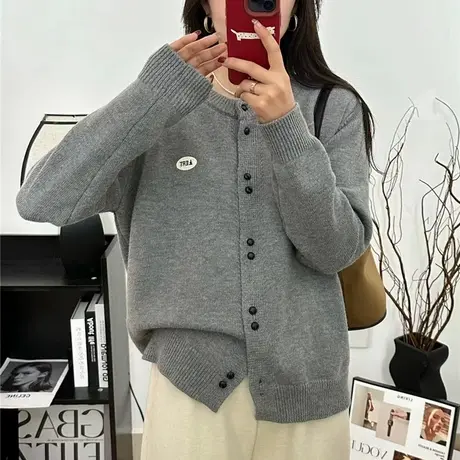 2024早春软糯慵懒风圆领针织开衫外套女毛衣上衣爆款百搭初春穿搭商品大图