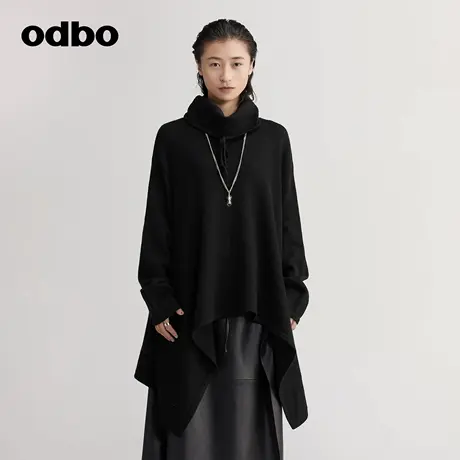 odbo/欧迪比欧原创设计慵懒风高领毛衣女秋冬新款百搭针织衫商品大图
