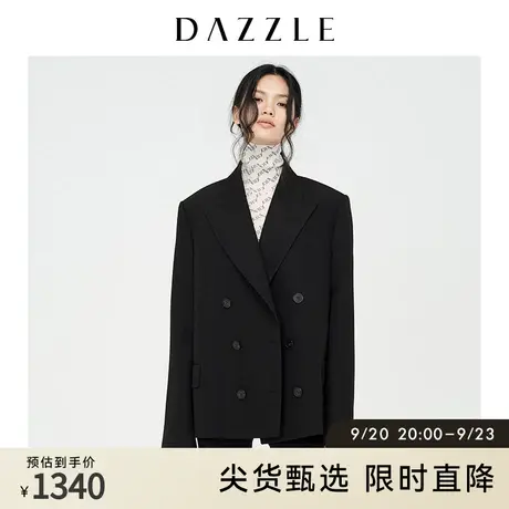 刘雯同款DAZZLE地素奥莱 黑色休闲西装外套女2E1F5801A图片
