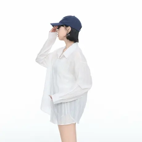2025春秋新款纯棉肌理感衬衫女宽松休闲轻薄透气防晒衬衣外套上衣图片