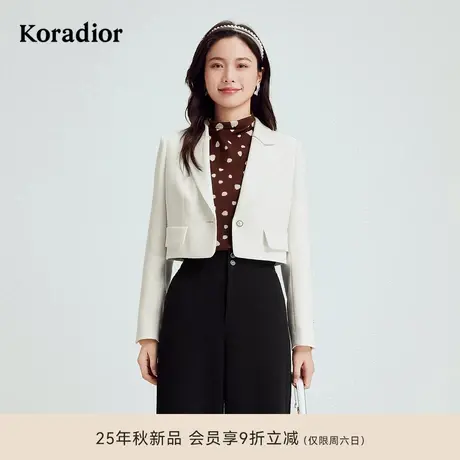 珂莱蒂尔koradior秋季款时尚减龄短款西装外套女西服上装单粒扣商品大图