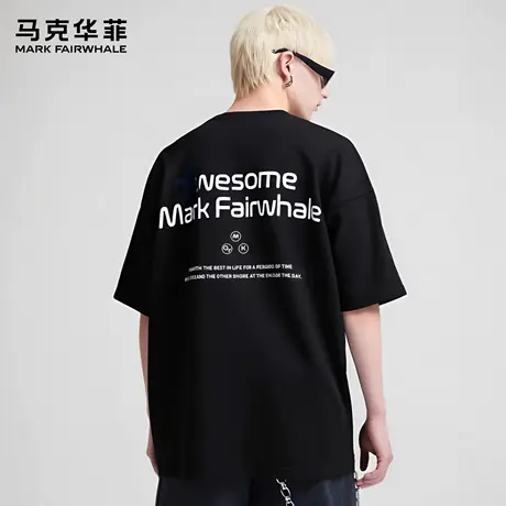 马克华菲 deer 美式空圆黑色短袖t恤男款夏季新款纯棉休闲上衣女商品大图