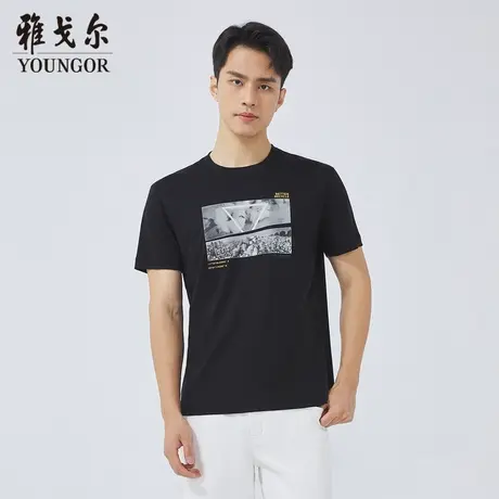 雅戈尔奥莱 商场同款男士短袖T恤新款官方正品商务休闲圆领T恤男商品大图