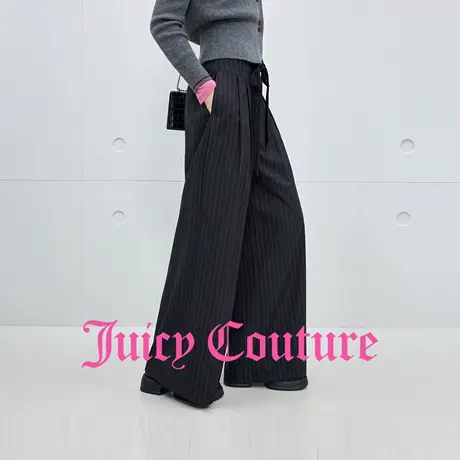 Juicy Couture橘滋休闲裤女2025年秋季新款系带条纹阔腿西裤长裤商品大图