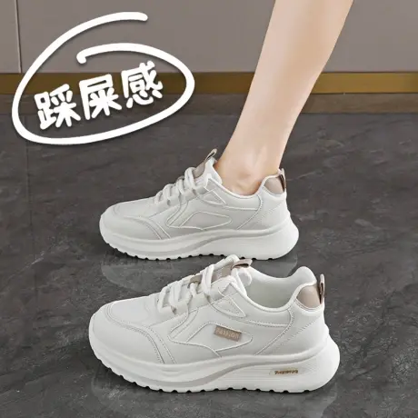 2025新款厚底运动鞋女白色系带休闲鞋软底不累脚百搭跑步鞋商品大图