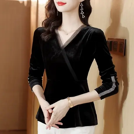 大码保暖内衣女士加绒加厚秋冬季可外穿妈妈金丝绒上衣发热打底衫图片