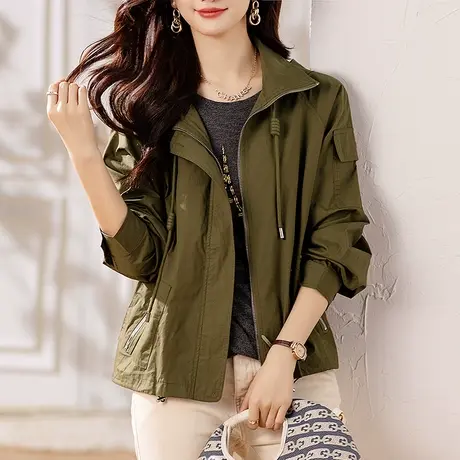 长袖外套女春秋季新款宽松加大码女装胖妈妈休闲减龄显瘦夹克上衣图片