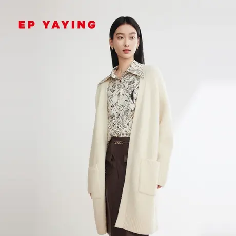 [牦牛绒]EP雅莹女装 羊毛长款软糯针织开衫外套2023秋冬新款9168A图片