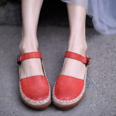 Artmu阿木原创厚底包头凉鞋女防水台真皮女鞋一字扣复古玛丽珍鞋商品大图