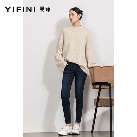 Yifini/易菲经典款高腰显瘦小脚九分牛仔裤女春秋新款休闲裤商品大图
