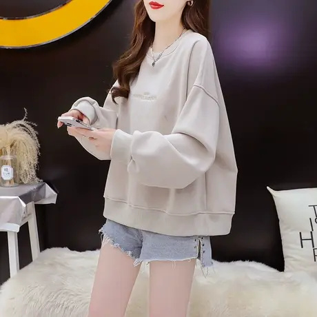 加绒加厚卫衣外套女2023新款秋冬爆款洋气宽松短款小个子百搭上衣商品大图