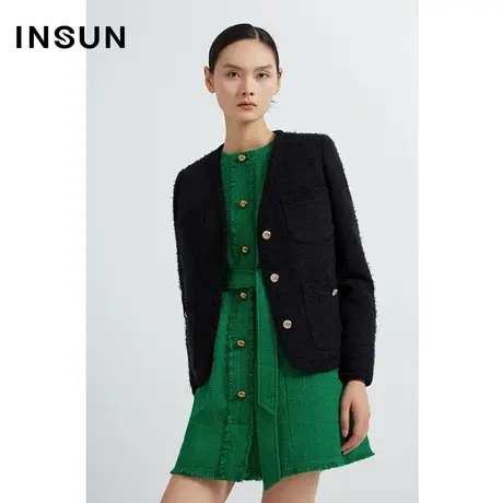 INSUN恩裳线上专选冬季绒感百搭小香风短外套商品大图