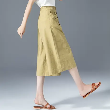 七分棉麻阔腿裤女夏薄款裙裤新款亚麻女裤夏季八分裤休闲裤直筒裤商品大图