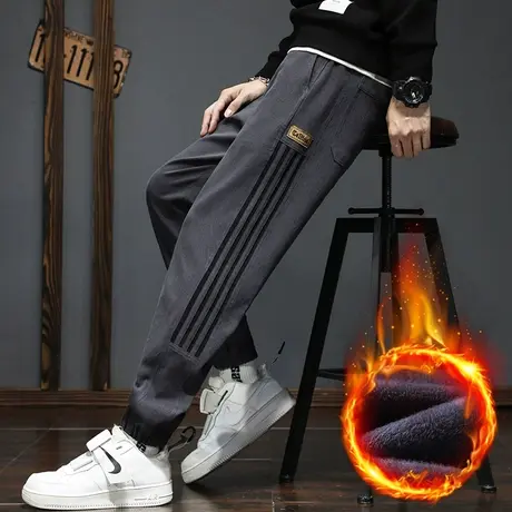 加绒加厚防风抗寒工装休闲裤男士2024新款抓绒裤男款秋冬季男裤子商品大图