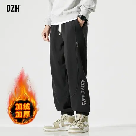 男生摇粒绒冬季加绒加厚裤子男2024新款束脚运动青少年保暖裤男裤图片