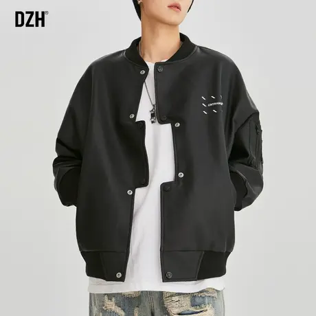 男士黑色皮衣外套男秋季痞帅高级感男装2024新款设计感机车皮夹克商品大图