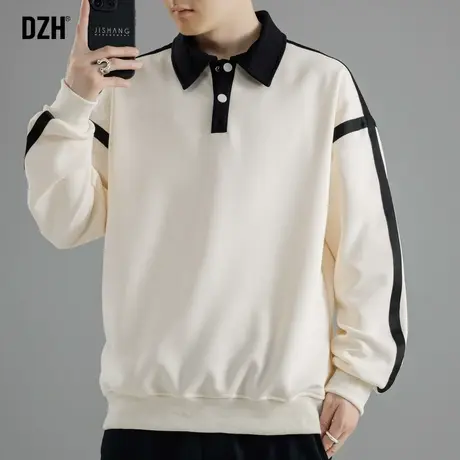 男士polo衫卫衣男春秋季美式高街潮牌外套男款打底衫2024新款上衣商品大图