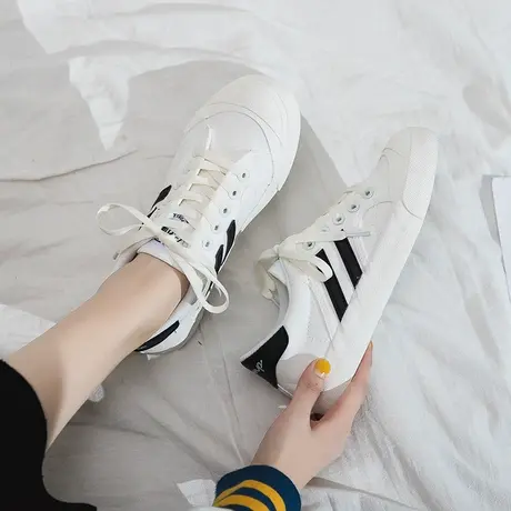 2020新款秋季帆布鞋女韩版百搭ulzzang学生小白鞋平底板鞋潮鞋子商品大图