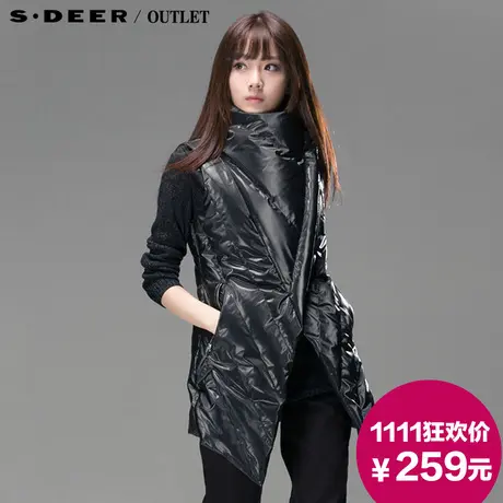 【😫新品】😬sdeer圣迪奥 😭专柜正品 😮女装冬装斜襟光感羽绒马夹3481691商品大图