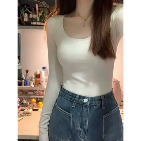 辣妹长袖T恤女秋冬修身显瘦德绒保暖内搭打底小衫紧身上衣服潮ins图片