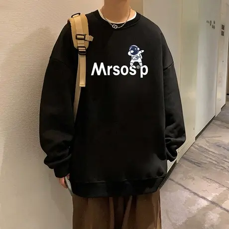 美式卫衣男秋冬季宽松套头圆领内搭重磅ins潮牌港风打底衫上衣服t商品大图