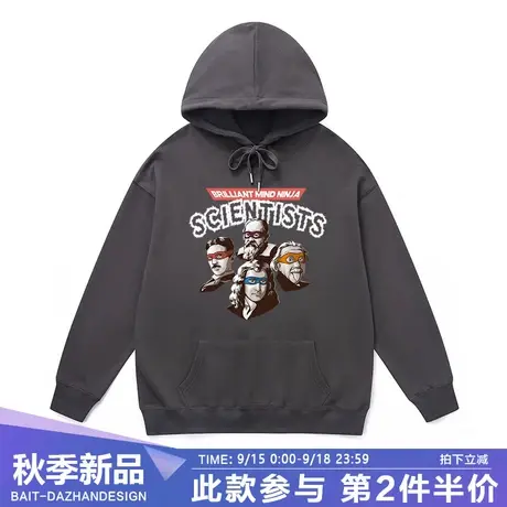 休闲美式oversize连帽卫衣男恶搞趣味科学家潮牌高街宽松情侣上衣商品大图