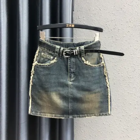 港风复古个性包臀牛仔裙女2024春夏新款百搭高腰欧货半身裙短裙子商品大图