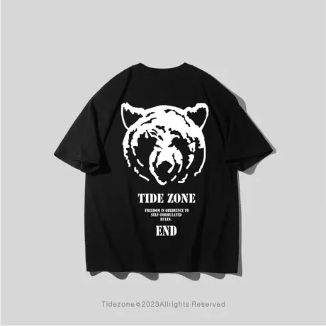 Ohlyah美式潮流高街动物印花短袖T恤男女款宽松大码夏季圆领半袖图片